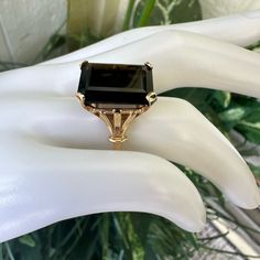 This Is A Beautiful Vintage 1970's Smoky Quartz Ring For Women, Verified & Tested. 10k Gold Band With 1 Large Smoky Quartz Stone. 9.4mm X 5.3 Mm Stone Size Weight: 5.5 Grams Very Good Condition Classic Emerald Cut Collectible Jewelry, Smoky Quartz Ring, Quartz Ring, Quartz Stone, 10k Gold, Smoky Quartz, Cocktail Rings, Womens Jewelry Rings, Gold Bands