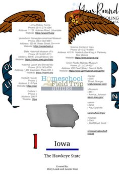 the iowa state map with an eagle flying over it