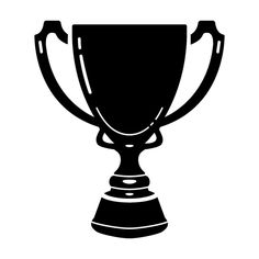 a black and white silhouette of a trophy or award cup on a white background illustration