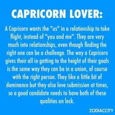 the caption for capricorn lover is shown above an image of a blue background