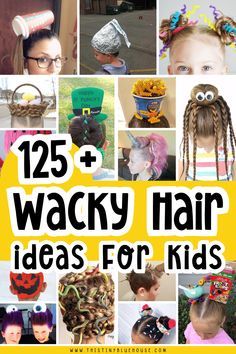 Tacky Day Hairstyles, Quick Easy Crazy Hair Day Ideas, Crazy Hair Day Inspiration, Crazy Hair Day For Halloween, Crazy Hair And Sock Day At School, Crazy Hair Day Ideas Long Hair, Long Hair Crazy Hair Day, Easy Diy Crazy Hair Day Ideas, Wacky Hair Day Ideas For Girls Easy Halloween