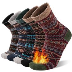 PRICES MAY VARY. MENS WINTER WOOL SOCKS：These thick warm winter wool socks are made of a premium wool blend with excellent warmth, breathability and softness, making you feel extremely warm and comfortable during the cold winter SIZE & CARE：Suitable for US shoe sizes 6-12, these warm wool socks for men are mashine washable and are even softer after washing. Even with repeated use, the reinforced stitching and high-quality materials of men wool socks keep their shape, softness, and performance re Thick Wool Socks, Fleece Socks, Work Socks, Cold Weather Boots, Mens Crew Socks, Mens Winter, Winter Socks, Warm Socks, Socks For Men