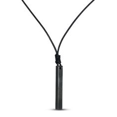 A 23-inch waxed black cord creates this handsome men's necklace. The cord holds a vertical, black ion-plated stainless steel bar to create a modern and stylish look for him. The necklace secures with a lobster clasp. Black Jewelry With Adjustable Length For Everyday, Modern Black Necklaces For Everyday Use, Black Necklace For Men, Modern Black Necklace For Everyday Use, Modern Black Necklace For Everyday, Mens Black Necklace, Black Waxed Cord Jewelry For Everyday Use, Mens Black Chain Necklace, Black Necklace With Adjustable Length On Waxed Cord