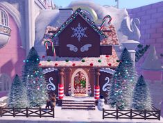 outside of my dorm for glitterfrost, going for a gingerbread theme this year :) this was my first time building outside of my actual dorm and I learned a lot from it Bloxburg Christmas Color Schemes, Gingerbread House Bloxburg, Roblox Christmas, Christmas Cafe