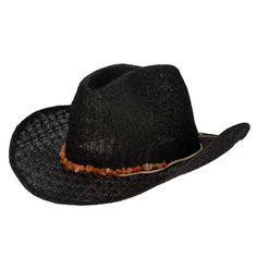 Women's woven paper straw cowboy with layered beaded and faux suede band Features: Colors: Black & Natural Materials: 100% Paper Brim Size: 3.5" Women's One Size: 57cm Wide Brim Hat Summer, Sand Collection, San Diego Hat, Outdoor Cap, Fall Hats, Woman Weaving, Tractor Supply, Woven Paper, Dress Hats