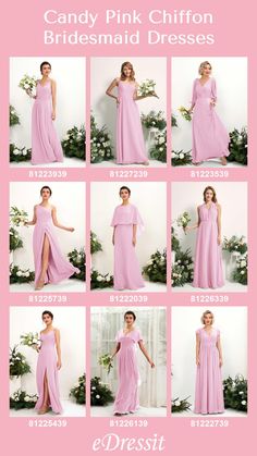 the instructions for how to make a pink chiffon bridesmaid dress with side slit