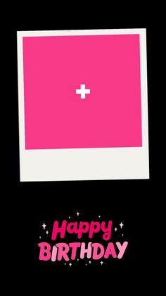 a happy birthday card with an image of a cross on the front and pink background