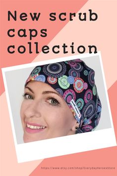 The comfortable shape and the colorful mandalas print on this blue surgical cap for women helps you make your job more enjoyable and fun. Made of the finest cotton quality fabric, and it’s pre-washed and pre-shrunk before sewing. Internally at headband this surgical hat is lined with soft cotton sweatband provides you maximum comfort while bringing smiles to your co-workers and patients.#scrubcaps #scrubhats #surgicalcap #nurses #greysanatomy Surgical Cap Pattern Free Scrub Hats, Scrub Cap, Pink And Cream Scrub Caps