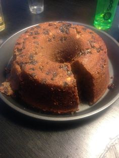 a bundt cake sitting on top of a metal plate