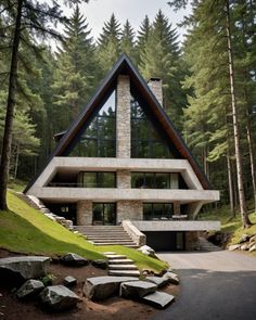 #house Chalet Modern, Building A Wooden House, House In The Forest, Home In The Woods, Eco Buildings, A Frame House Plans, Architecture Model House, Beautiful House Plans, Countryside House