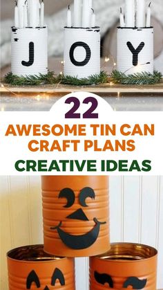 Halloween Tin Can Crafts, Can Decorating Ideas Tin, Coffee Can Crafts, Painted Tin Cans, Lantern Craft, Tin Can Art, Aluminum Can Crafts