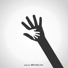 a black and white silhouette of a hand reaching for something