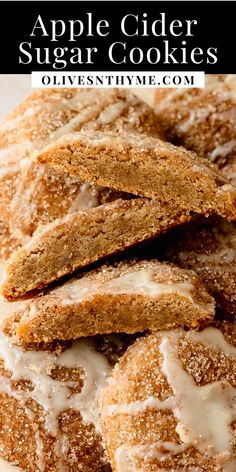 apple cider sugar cookies stacked on top of each other