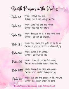 a poem written in pink and black ink with the words,'breath prayers in the