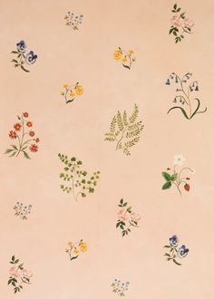 a wall with many different flowers on it