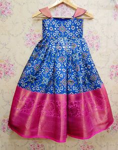 Traditional Frocks For Baby Girl, Baby Long Frocks Designs, Long Gown For Kids, Pattu Frocks For Kids, Gown For Kids