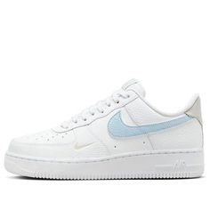 (WMNS) Nike Air Force 1 Low 'Light Armory Blue' HF0022-100 Clean White Leather, Blue Air, Air Forces, Nikes Girl, Nike Air Force 1 Low, Girls Style, Air Force 1 Low, Nike Shoes Women, Low Light