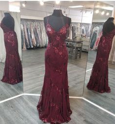 V Neck Maroon Prom Dresses Evening Gowns with Maroon Prom Dresses, Dark Red Prom Dress, Maroon Prom, Maroon Prom Dress, Prom Inspiration, Deb Dresses, Stunning Prom Dresses, Sequin Appliques, Prom Dress Inspiration