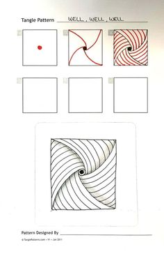 Tangle Art Patterns Simple, Step By Step Patterns Drawing, Zen Doodle Patterns Step By Step Easy, Zen Tangles Patterns, Zentagle Drawing Easy Step By Step, Zen Tangle Patterns Easy Step By Step, Tangling Art Patterns, Art Drawings Step By Step