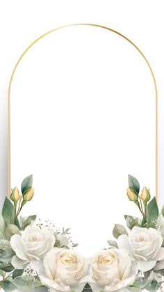 white roses with green leaves and gold frame