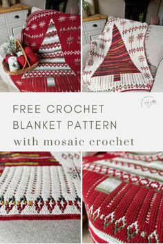 crochet blanket pattern with mosiaic crochet on top and bottom