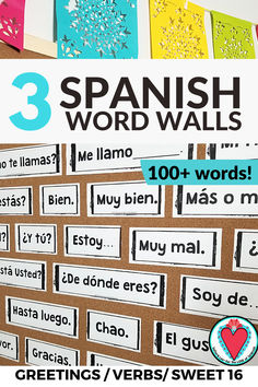 Spanish Class Bulletin Board Spanish Cognates Vocabulary words posted on a Word Wall Middle School Spanish Lessons, Spanish Cognates, Spanish Word Wall, Spanish Classroom Decor, Class Bulletin Boards, Greeting Words, Vocabulary Word Walls, Middle School Spanish, Middle School Lesson Plans