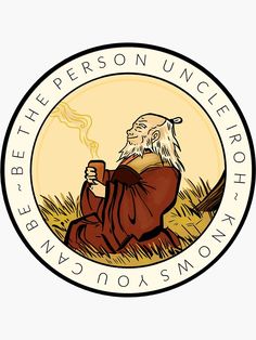 the person uncle sticker with an image of an old man holding a cup in his hand