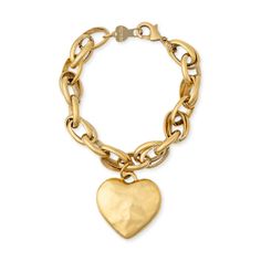 This bold, large gold heart bracelet features an interlinked chain that adds a statement, chic touch to any outfit. With its on-trend design, this bracelet is perfect for adding a touch of love to your look. Elevate your style with this stunning Big Heart Bracelet. 7” inch length Heart is 1” inch wide 12k Antique Gold plating Pewter : Remove item when showering and keep away from perfume and chemicals You can clean it with a soft cloth Pre order item. This item will ship within 7-14 business day Gold Heart Bracelet, Pendant Heart, Solid Gold Earrings, Pearl Collection, Gold Filled Ring, Gold Filled Earrings, Anklet Bracelet, New Jewelry, Earring Sale