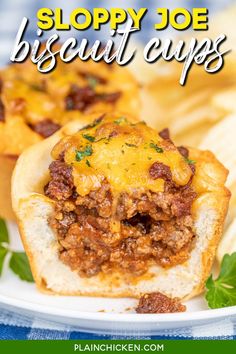 sloppy joe biscuit cups on a white plate