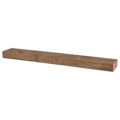 a wooden shelf on a white background