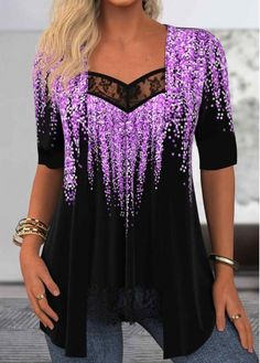 Color:Purple;Size:S;Size:M;Size:L;Size:XL;Size:XXL;Package Contents:1 X Fake Two Piece Twinset;Occasion:Other;Style:Bohemian; Ombre Clothes, Elegant Dresses Plus Size, Geometric Fashion, Boutique Style Outfits, Feminine Top, Sleeveless Rompers, Purple Fashion, Restaurant Recipes, Plus Size Swimwear