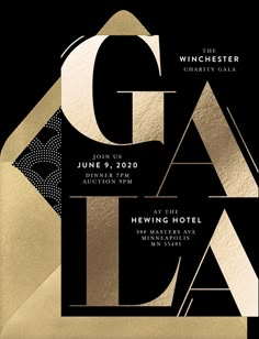 a black and gold wedding card with the word gai on it's front