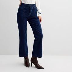 These women's Draper James mid-rise wide leg jeans with a coordinating belt are sure to please.Click on this WOMEN'S GUIDE to find the perfect fit and more! These women's Draper James mid-rise wide leg jeans with a coordinating belt are sure to please.Click on this WOMEN'S GUIDE to find the perfect fit and more! FEATURES Denim construction Zipper & clasp closure 4 pockets Coordinating denim beltFIT & SIZING Midrise sits on the high hip Relaxed fit through the hip and thigh 29-in. inseam 20-in. l Petite Size Chart, Denim Belt, Draper James, High Hips, Womens Size Chart, Bottom Clothes, Petite Size, Wide Leg Jeans, Leg Jeans