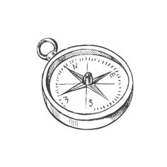 a drawing of a compass on a white background