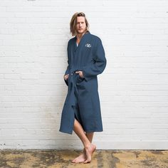 Mens Silk Robes Navy, Men's Robes Nordstrom, Groomsman Robes, Linen Dressing Gown, Mens Dressing Gown, Bachelorette Party Sash, Monogram Robes, Bathrobe Men, Men's Robes