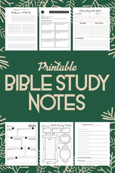 the printable bible study notes with green background and white text that reads printable bible study