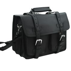 Dimension: 16 * 11.5 * 7.5"; Front Pockets: 5 X 7" W/Lock Internal Size:15.5 * 11"; Weight: 9 Lbs; Full Leather Made Professional Ceo Type Briefcase With Backpack Function 3 Spacious Sections; 3 Full Leather Straps; Buckle Closure 2 Large Internal Pocket Plus Back Document Pocket Classic Black Saddle Bag With Palladium Hardware, Black Saddle Shoulder Bag With Palladium Hardware, Black Leather Shoulder Backpack For Office, Luxury Black Backpack Satchel, Luxury Black Satchel Backpack, Classic Office Satchel Backpack, Luxury Black Saddle Bag With Gunmetal Hardware, Classic Black Satchel Backpack, Classic Saddle Bag With Palladium Hardware For Everyday Use