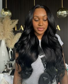 IG: laidbytima Layered Middle Part, Curls Layers, Middle Part Sew In, Layered Curls