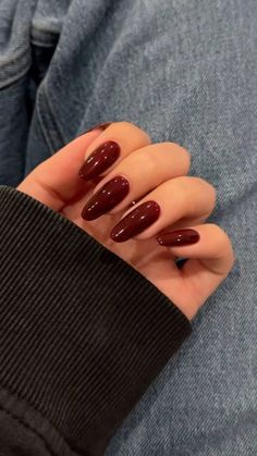 Fall nails cherry red Wine Nail Ideas, Wine Nail Designs, Nails Cherry Red, Nails Cherry, Band Nails, Glamour Nails, Grunge Nails