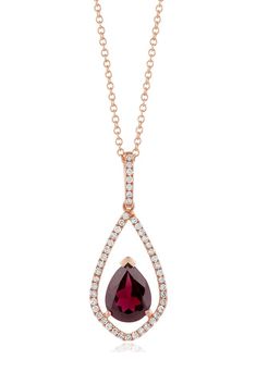 Effy Bordeaux 14K Rose Gold Rhodolite Garnet and Diamond Pendant, 1.46 TCW Diamond Necklace Gold, Rose Stone, Book Jewelry, Effy Jewelry, Rhodolite Garnet, Gems Jewelry, Color Therapy, Necklace Gold, Diamond Pendant