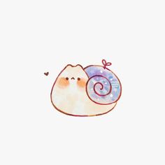 a drawing of a cat with a snail on it's back