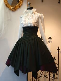 Gaun Abad Pertengahan, Corset Skirt, Steampunk Clothing, Lace Collar, Kawaii Clothes, Edgy Outfits, Lolita Dress