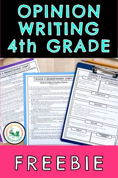 an opinion writing 4th grade worksheet with the title, freebie click here