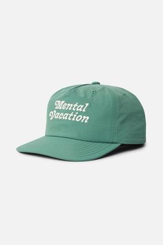 The Mental Vacation Hat is made from 100% nylon and features a retro type embroidery. 100% Nylon 5-panel hat Mid-crown unstructured Katin custom embroidery Snapback closure Retro Type, Vacation Hat, Surf Clothing, Flat Heel Boots, Stance Socks, Cut Clothes, 5 Panel Hat, Beanie Style, Hat Collection