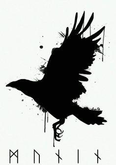 a black bird flying through the air with it's wings spread