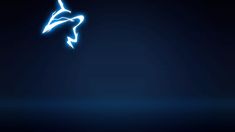 an abstract image of a bird flying in the air with blue lights on it's wings