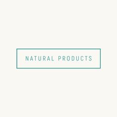 the logo for natural products is shown in blue and green on a white background with an aqua border