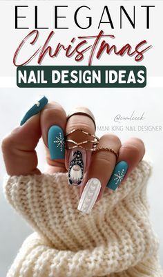 Mitten Nail Designs, Christmas And Winter Nails, Turquoise Christmas Nails, Christmas Nails Unique, Christmas Sweater Nails, Christmas Nail Design, Cruise Nails