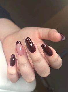 nails Shilac Nail Ideas, Wine Nails, Maroon Nails, Vintage Nails, Casual Nails, Soft Nails, Hot Nails, Classy Nails