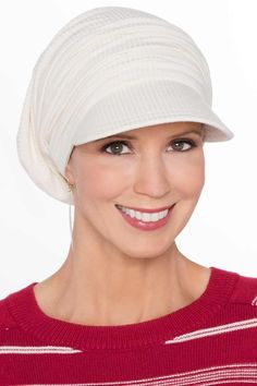 This relaxed and easy style offers lots of volume and complete comfort. The silky-soft ribbed bamboo viscose is ultra soft on sensitive skin. A bill in front provides sun protection and adds a sporty flair. You'll love the full, fun, slouchy look this cap provides. Effortless and casual, this hat is a great pick for everyday wear. This stylish hat was designed in the USA by Danielle Yates, exclusively for Cardani Headwear. Tagless for your comfort. Comfortable Lightweight Hat, Lightweight Comfortable Hat One Size Fits Most, Casual Cotton Ribbed Hat, Casual Ribbed Cotton Hat, Casual Upf 50+ Hat, Comfortable One Size Fits Most Hat, Lightweight Casual White Hat, Casual Lightweight White Hat, Casual Cream Hats With Uv Protection